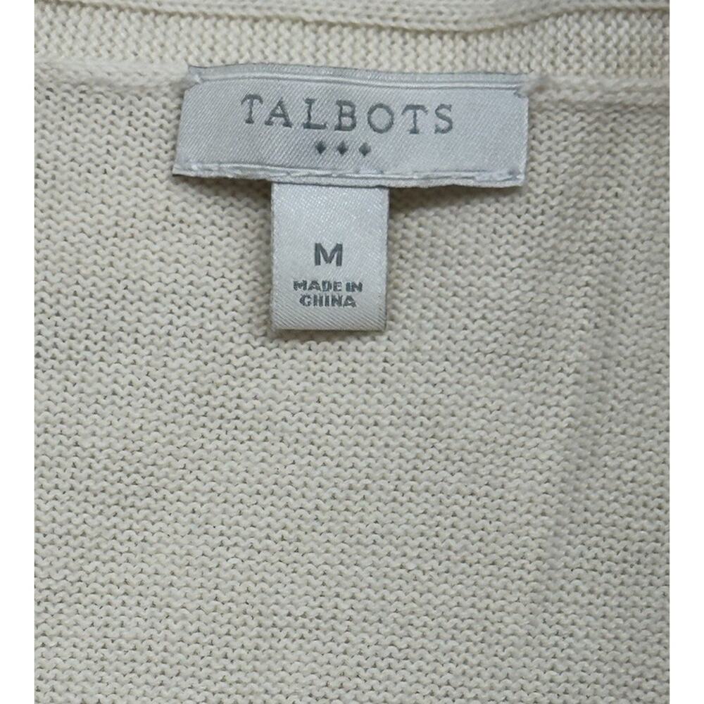 Talbots Womens Cardigan Size M Ivory Handkerchief Hem Open Drape 100% Cotton - Picture 3 of 8